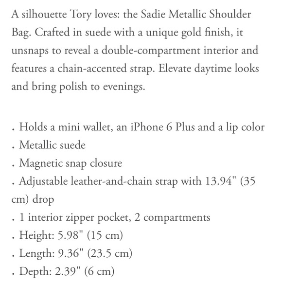 🚫SOLD!!🚫 Tory Burch Sadie Metallic Shoulder Bag - Picture 8 of 8